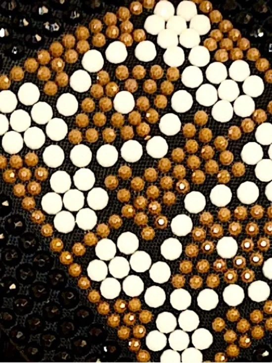 Vintage 60s Roger Van S BOHO Black, Brown & Cream Beaded Tote Shoulder Bag - Picture 6 of 8